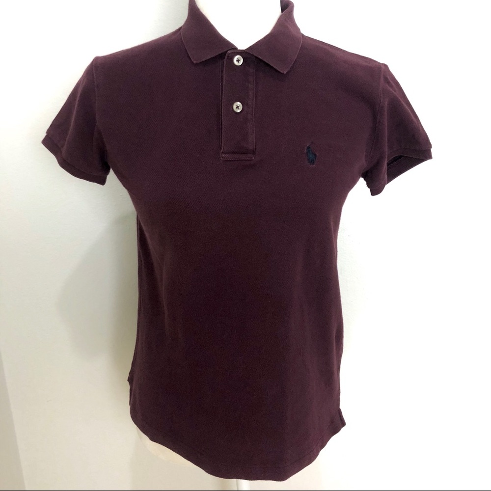 RALPH LAUREN Classic Mesh Cotton Red Polo Shirt XS